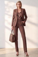 Load image into Gallery viewer, Coffee 2 Piece Peak Lapel Single Breasted Slim Fit Work Suits with Pockets