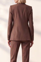 Load image into Gallery viewer, Coffee 2 Piece Peak Lapel Single Breasted Slim Fit Work Suits with Pockets