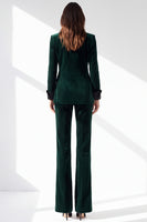 Load image into Gallery viewer, Dark Green 2 Piece Peak Lapel Slim Fit Velvet Work Suits with Pockets