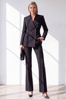 Load image into Gallery viewer, Black 2 Piece Double Breasted Peak Lapel Slim Fit Work Suits with Pockets