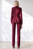 Load image into Gallery viewer, Burgundy Shawl Lapel Slim Fit 2 Piece Work Suits with Pocket