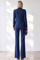 Load image into Gallery viewer, Dark Blue Slim Fit 2 Piece One Button Peak Lapel Work Suits