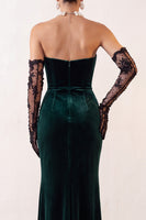 Load image into Gallery viewer, Dark Green Velvet Sweetheart Mermaid Long Formal Dress with Slit