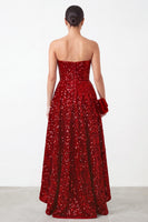 Load image into Gallery viewer, Sparkly Red Sequins A Line High-Low Ruffled Formal Dress