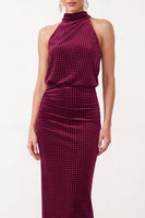Load image into Gallery viewer, Burgundy Mermaid High Neck Beaded Long Formal Dress with Keyhole