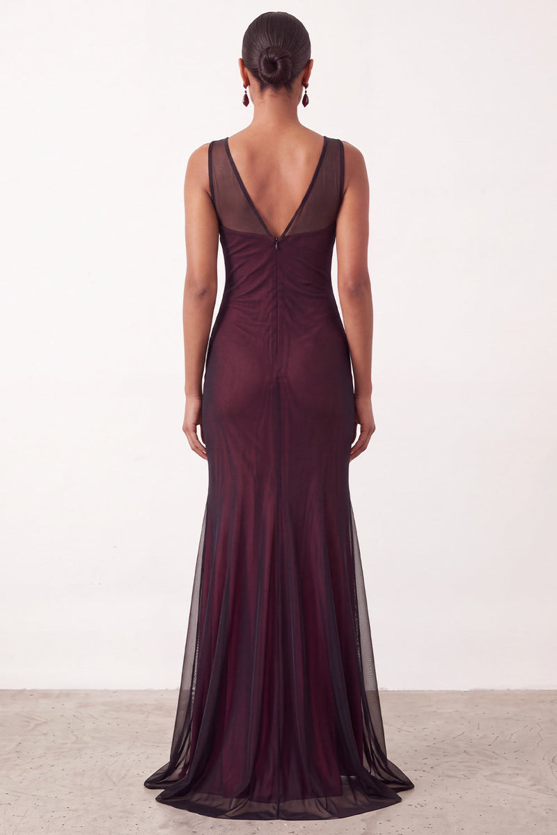 Load image into Gallery viewer, Black Red V-Neck Mermaid  Long Formal Dress
