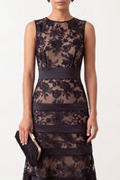 Load image into Gallery viewer, Black Round Neck Bodycon Midi Formal Dress