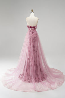 Sparkly Pink Mermaid Beaded Long Prom Dress with Detachable Cape
