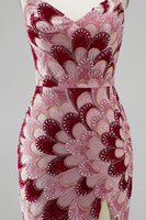 Load image into Gallery viewer, Sparkly Pink Mermaid Beaded Long Prom Dress with Detachable Cape
