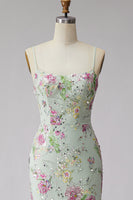 Load image into Gallery viewer, Mermaid Light Green Sparkly Beaded Floral Long Prom Dress with Sequins