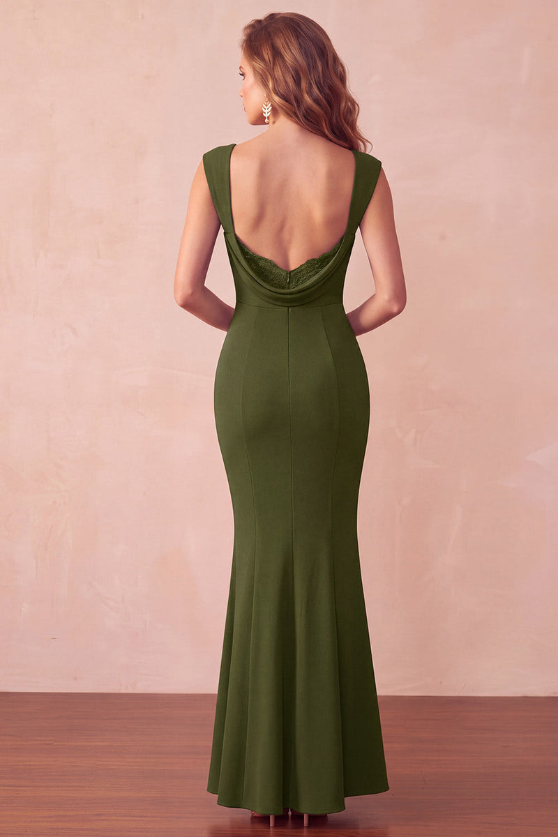 Load image into Gallery viewer, Burgundy Mermaid Thick Straps Long Wedding Guest Dress
