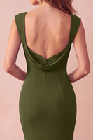 Load image into Gallery viewer, Burgundy Mermaid Thick Straps Long Wedding Guest Dress