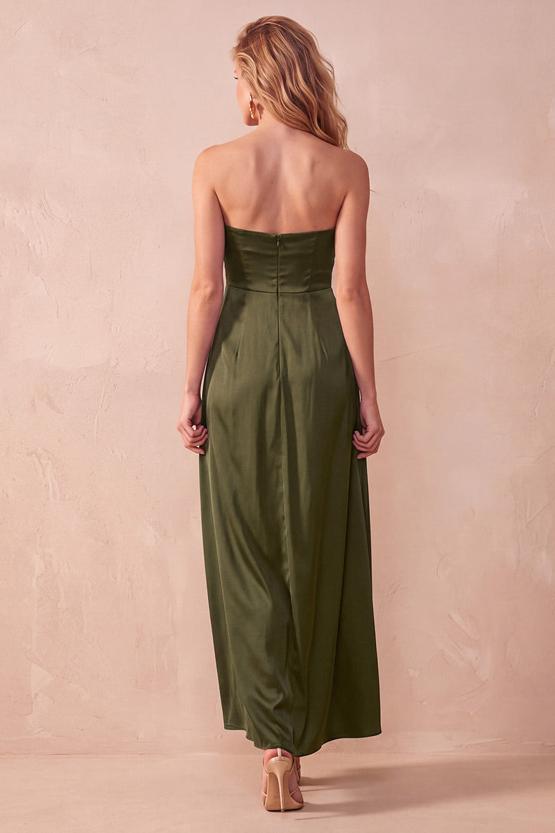 Load image into Gallery viewer, Olive A-Line Sweetheart Ruched Long Wedding Guest Dress
