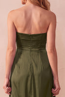 Load image into Gallery viewer, Olive A-Line Sweetheart Ruched Long Wedding Guest Dress