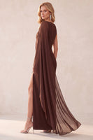 Load image into Gallery viewer, Navy Mermaid Bateau Neck Long Wedding Guest Dress with Cape