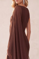 Load image into Gallery viewer, Navy Mermaid Bateau Neck Long Wedding Guest Dress with Cape
