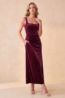 Load image into Gallery viewer, Olive Corset Bodycon Ruched Long Wedding Guest Dress with Pockets