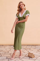 Load image into Gallery viewer, Blush Bodycon V-Neck Flutter Sleeves Long Wedding Guest Dress with Lace