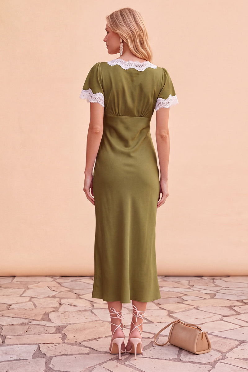 Load image into Gallery viewer, Blush Bodycon V-Neck Flutter Sleeves Long Wedding Guest Dress with Lace