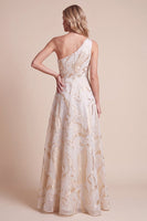 Load image into Gallery viewer, Ivory A-Line One Shoulder Ruched Long Formal Dress