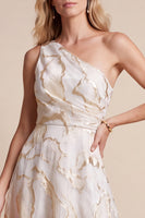 Load image into Gallery viewer, Ivory A-Line One Shoulder Ruched Long Formal Dress