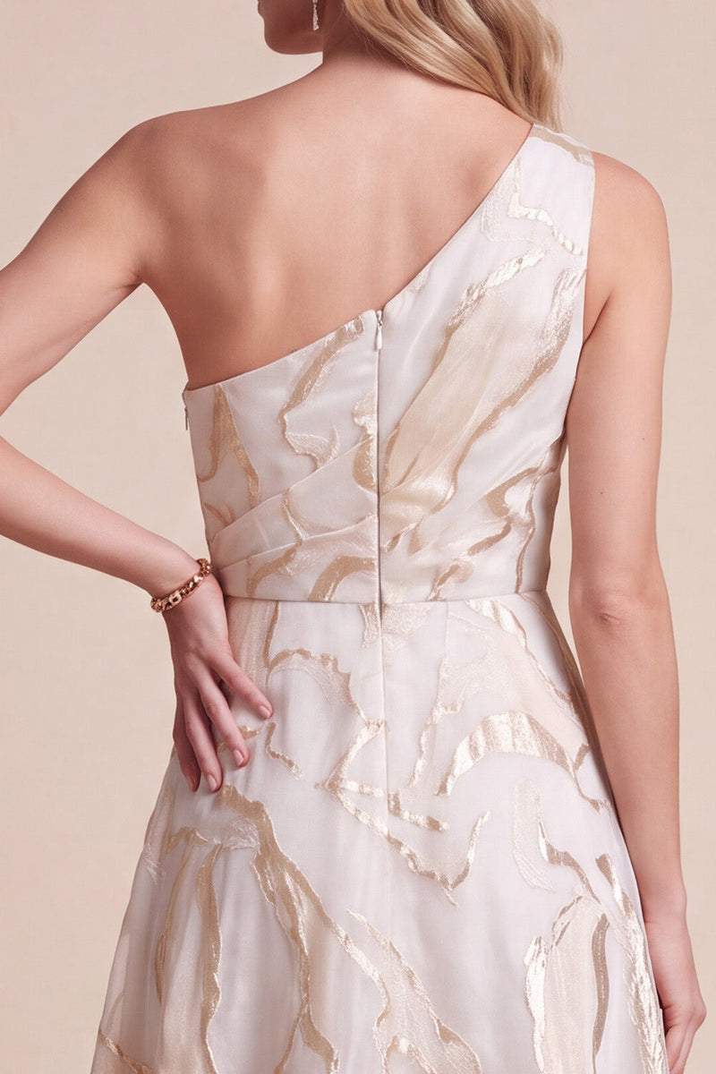 Load image into Gallery viewer, Ivory A-Line One Shoulder Ruched Long Formal Dress
