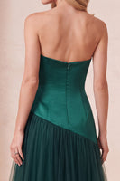 Load image into Gallery viewer, Dark Green Strapless A-Line Beaded Long Formal Dress
