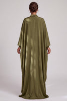 Load image into Gallery viewer, Olive Sheath High Neck Beaded Chiffon Long Sleeves Mother of the Bride Dress with Cape