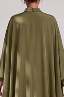 Load image into Gallery viewer, Olive Sheath High Neck Beaded Chiffon Long Sleeves Mother of the Bride Dress with Cape