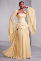 Load image into Gallery viewer, Blush Ruffled Beaded A Line Corset Long Sleeves Prom Dress