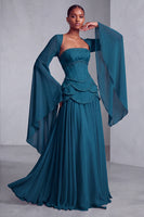 Load image into Gallery viewer, Blush Ruffled Beaded A Line Corset Long Sleeves Prom Dress