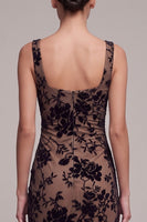 Load image into Gallery viewer, Floral Coffee Mermaid Square Neck Long Formal Dress