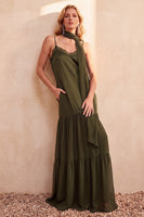 Load image into Gallery viewer, Navy V-Neck Ruffled Sheath Long Wedding Guest Dress with Lace