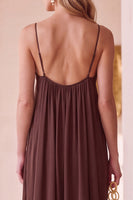 Load image into Gallery viewer, Sheath Coffee Spaghetti Straps Chiffon Long Wedding Guest Dress