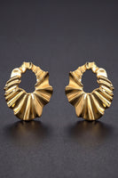 Load image into Gallery viewer, Gold Modernist Open Hoop Wavy Ripple Textured Earrings