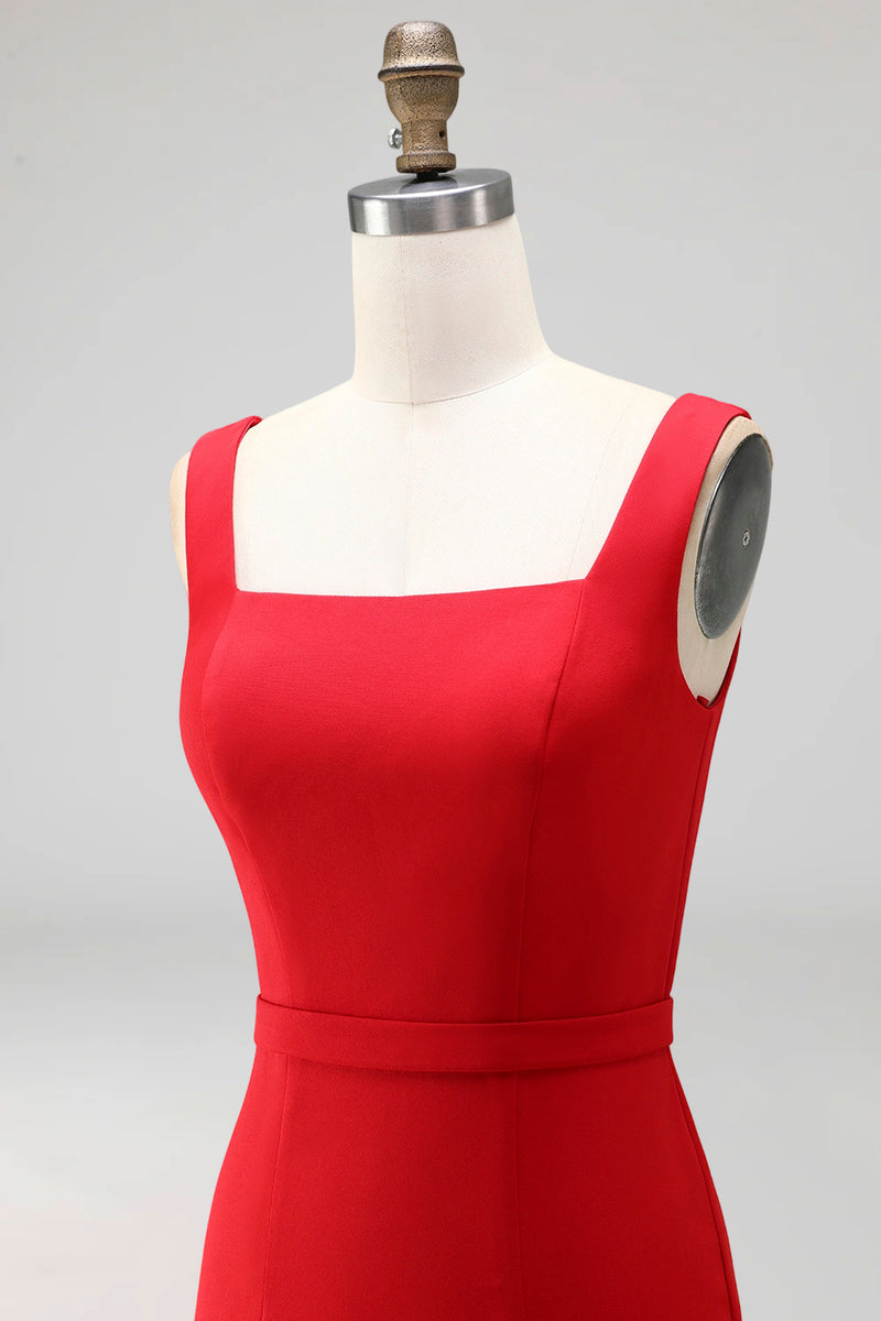 Load image into Gallery viewer, Square Neck Navy Knee Length Pencil Work Dress