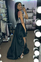 Load image into Gallery viewer, Sparkly Black Mirror Corset Convertible Prom Dress