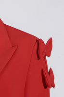 Load image into Gallery viewer, Red Peak Lapel Women Prom Blazer with Bow