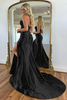 Load image into Gallery viewer, Navy Satin Mermaid Sweetheart Long Corset Prom Dress with Slit