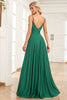Load image into Gallery viewer, Spaghetti Straps Dark Green Long Prom Dress with Slit