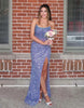 Load image into Gallery viewer, Sparkly Blue Mermaid Strapless Long Prom Dress with Slit
