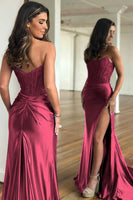 Load image into Gallery viewer, Sparkly Red Sheath Corset Long Prom Dress with Lace
