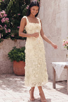 Load image into Gallery viewer, Floral Square Neck A Line Blue Maxi Wedding Guest Dress