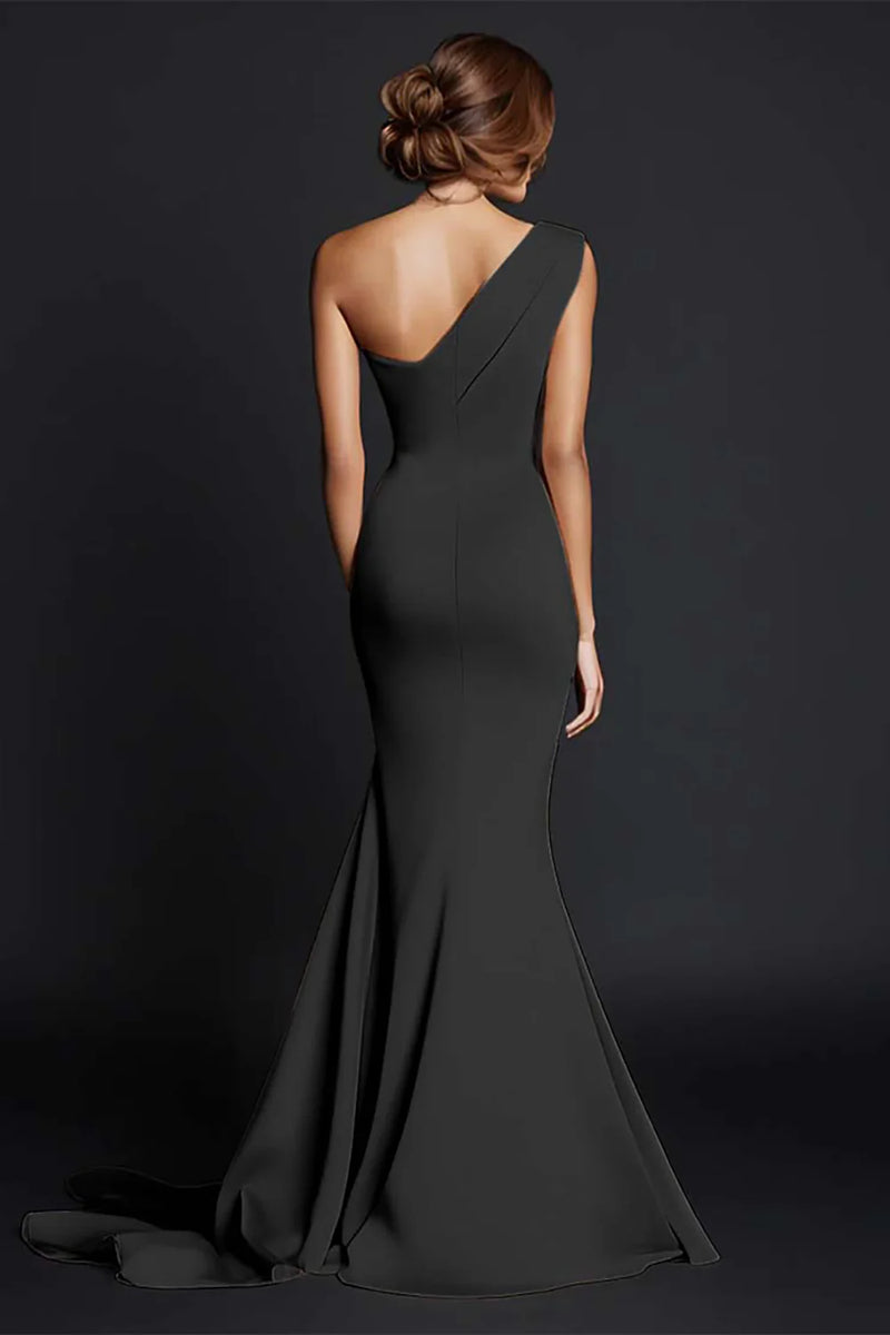 Load image into Gallery viewer, Elegant Khaki Ruched One Shouder Satin Long Formal Dress