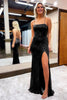 Load image into Gallery viewer, Sequins Spaghetti Straps Sheath Golden Prom Dress with Slit