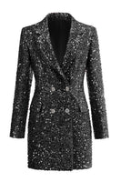 Load image into Gallery viewer, Sparkly Fuchsia Sequins Notched Lapel Women Party Blazer