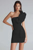 Load image into Gallery viewer, Ivory Satin One Shoulder Tight Short Bachelorette Party Dress with Ruffles