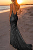 Load image into Gallery viewer, Sparkly Burgundy Sequin Strapless Mermaid Long Formal Dress