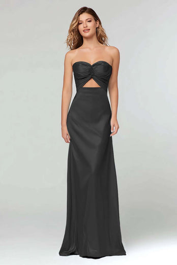 Light Blue Sheath Satin Sweetheart Long Formal Dress