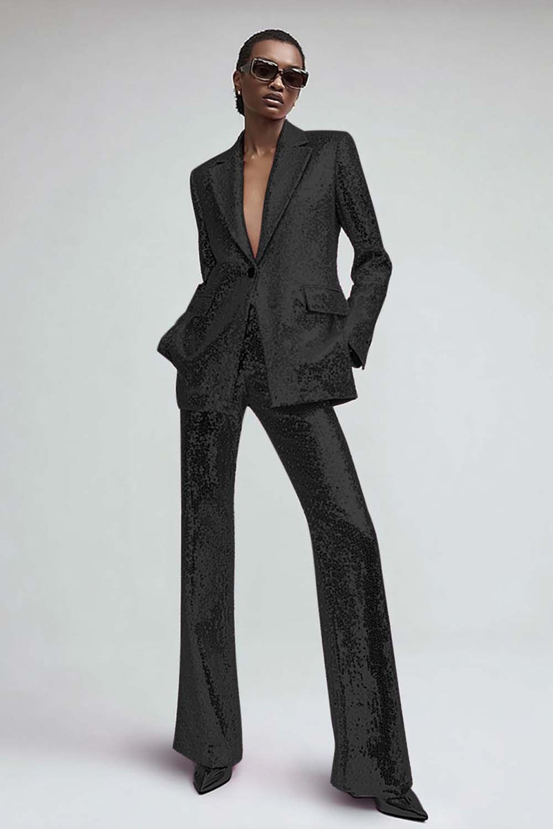 Load image into Gallery viewer, Sparkly Pink Sequins 2 Piece Women Prom Suits with Pockets